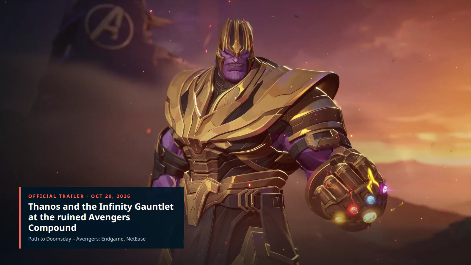 Thanos and the Infinity Gauntlet in the Marvel Rivals Endgame trailer